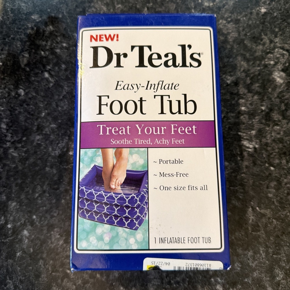 Dr Teals Easy Inflate Foot Tub Soothe Tired Achy Feet Portable Mess-Free